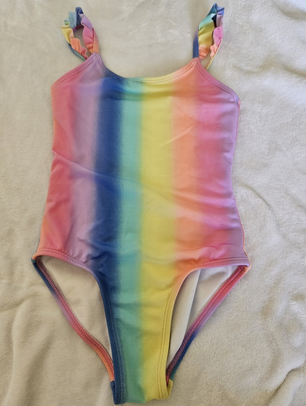 Cat & Jack | Rainbow Ombre Ruffle Strap Swimsuit- Multi | Small 6-7 | Summer